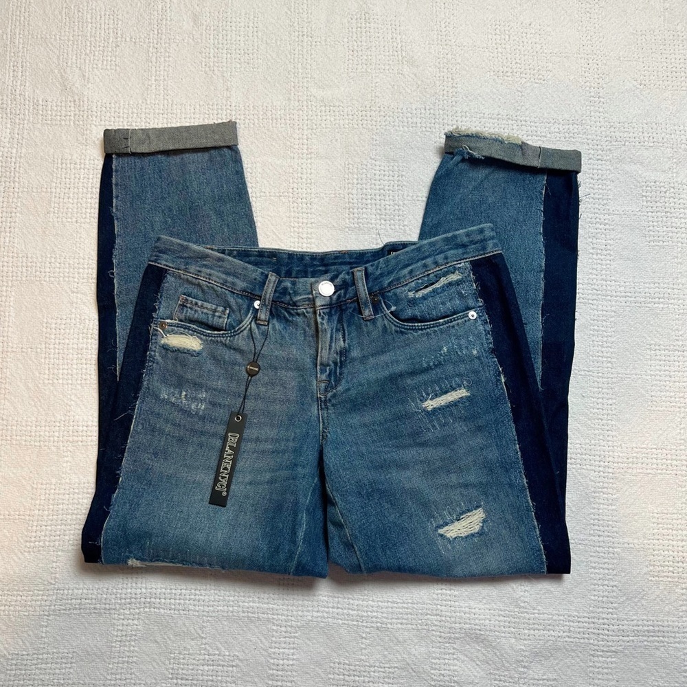 BLANKNyc Crop Boyfriend Distressed Jeans